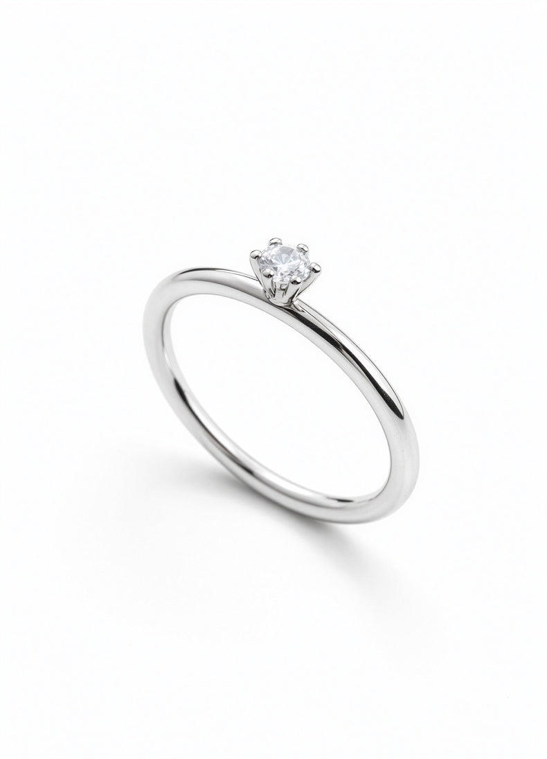 Julie Wedding / Engagement Ring, Solitaire Ring 0.10 ct Diamond