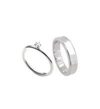 SET WEDDING / ENGAGEMENT RING for her & him | Julie + Plain silver ring