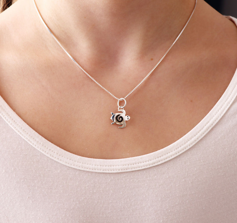 Children's jewelry Turtle Necklace, silver