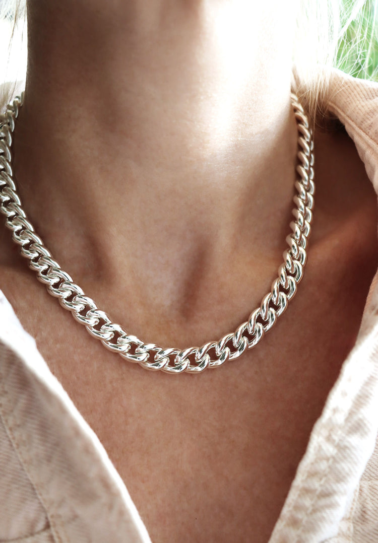 Chunky Curb Chain Halsband | 925 silver