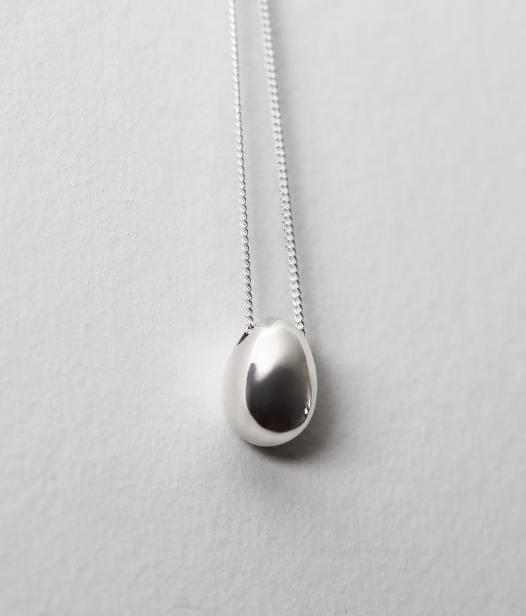 Silver Egg Medium Pendant Necklace, silver