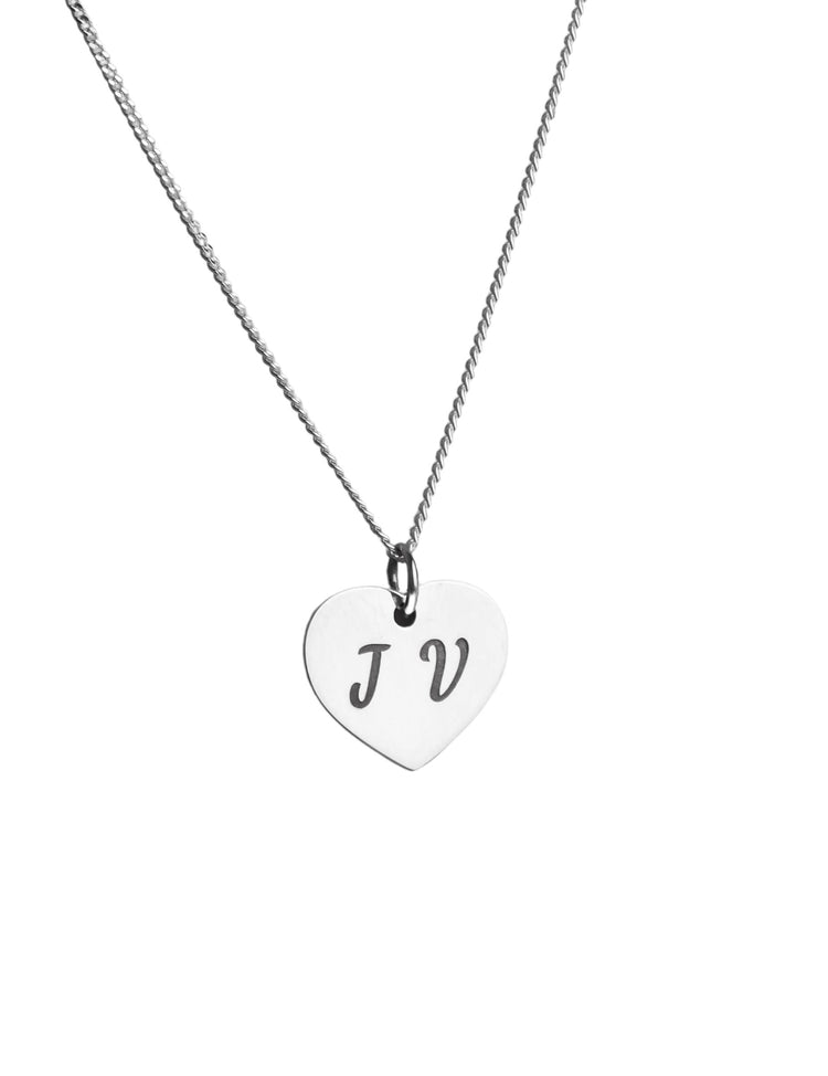 Plain Heart necklace, engraved letter A-Z