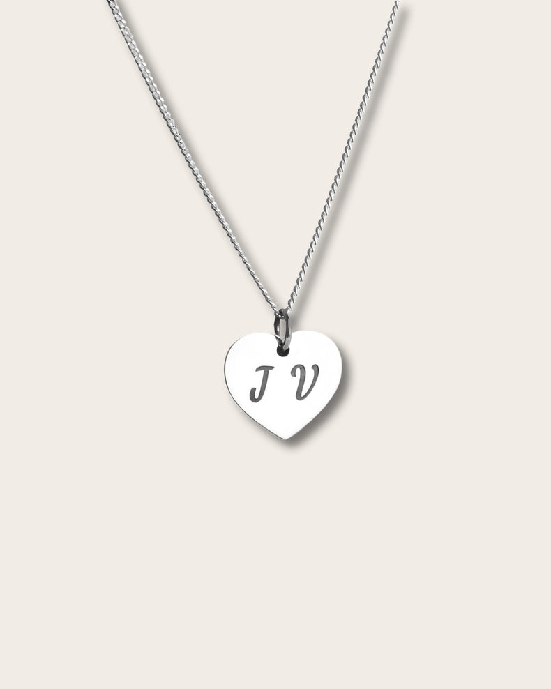 Plain Heart necklace, engraved letter A-Z