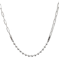 Beaded Paperclip Kedja Halsband, silver