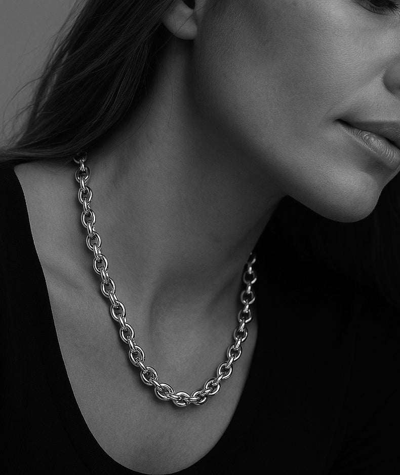 Chunky Chain Halskette, Silber, 10 mm