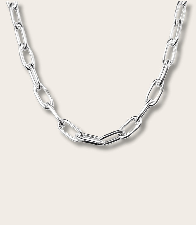 Chunky Chain Paperclip, Halskette silber