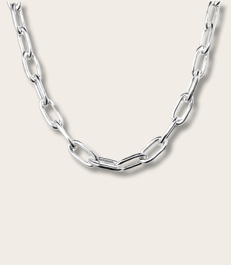 Chunky Chain Paperclip chain, Necklace silver