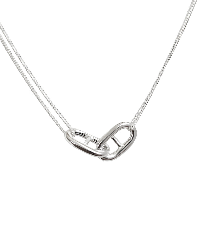 Silverhalsband med länkar i kedja