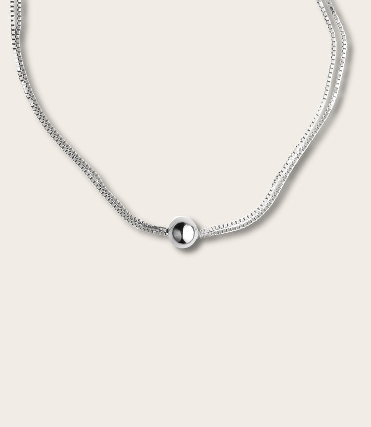 Box Chain Choker Halsband, silver