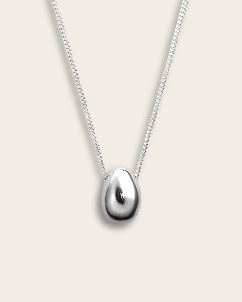 Silver Egg Pendant Large, Silverhalsband