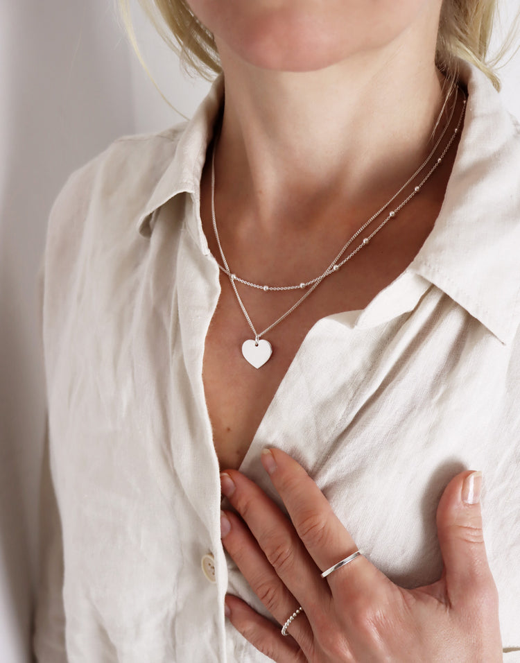 Plain Heart silverhalsband