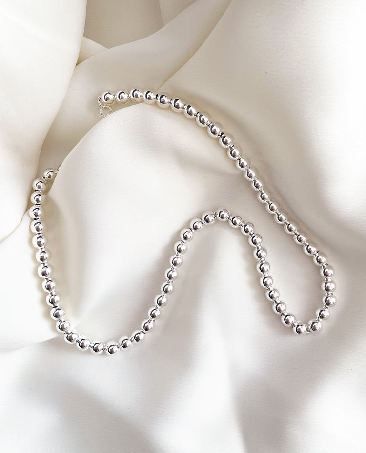 Silver Pearl Necklace, silver