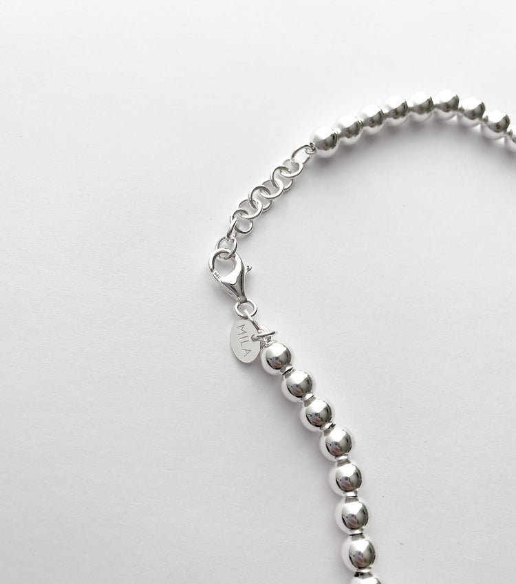 Silver Pearl Necklace, silver