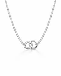 Silverhalsband till dam med två ringar i kedja. 