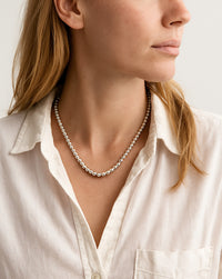 Silver Pearl Necklace, silver
