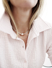 BOX CHAIN ​​Choker Necklace, silver