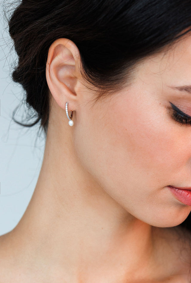 Sparkling Pearl Hoops