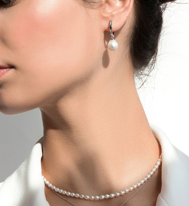 Pearl earrings, Edison Pearl Hoops