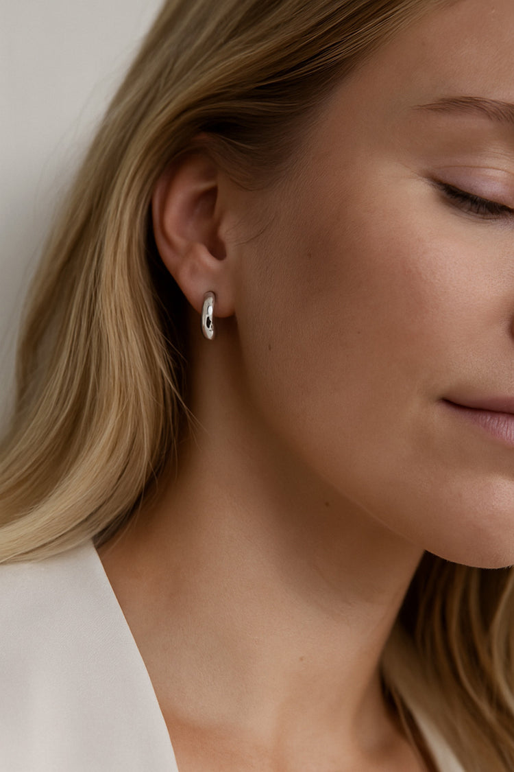 Plain Chunky Hoops, silver small