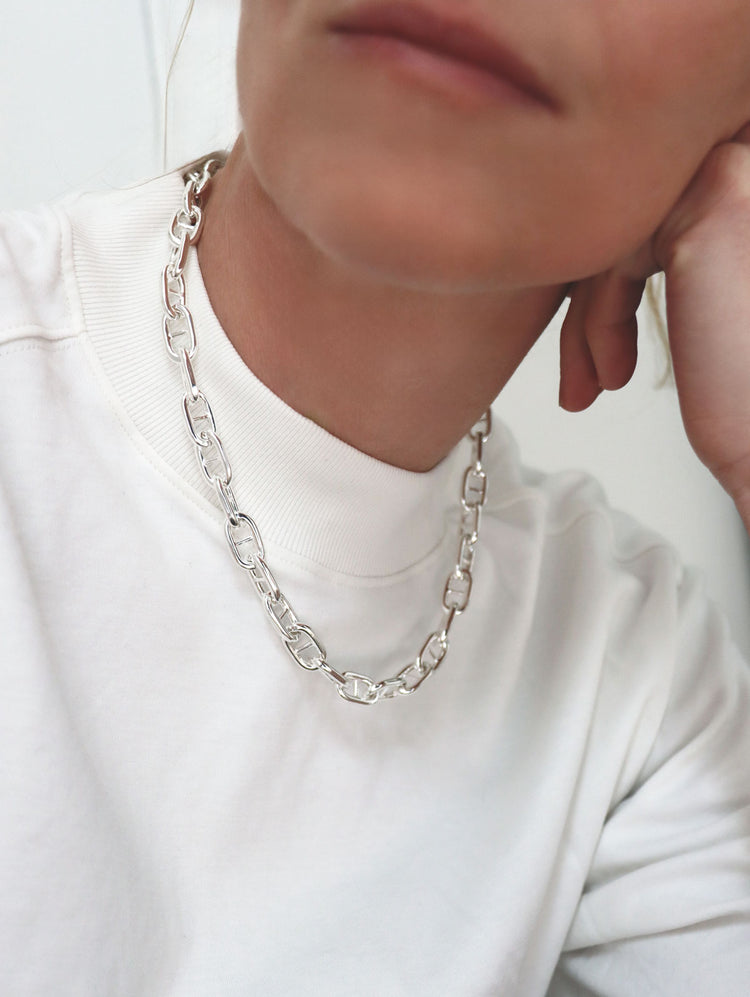 Anchor Chunky Chain Necklace, silver