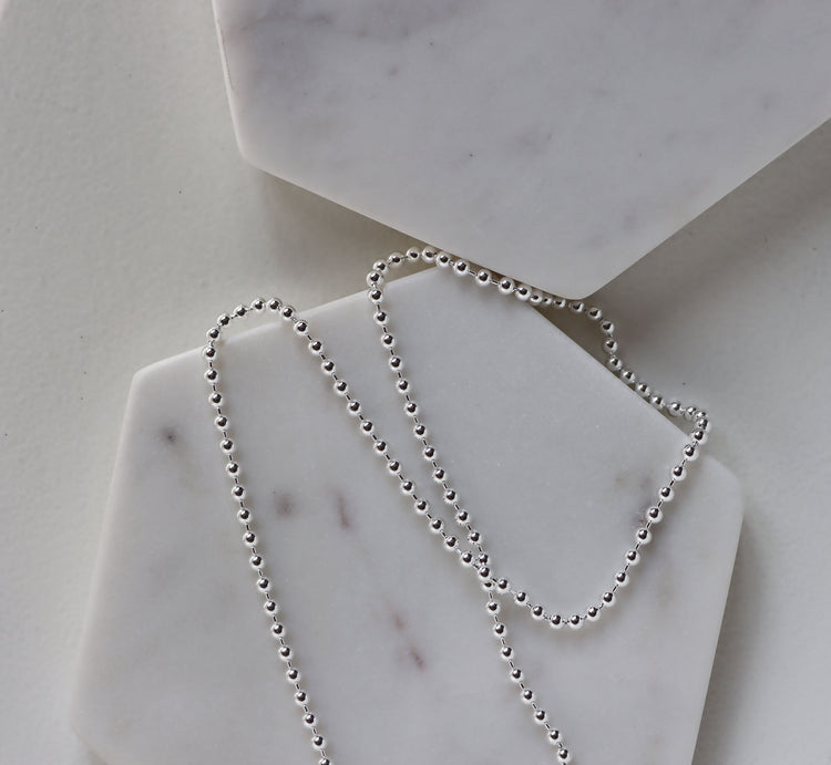 Perlenkette Silber 3 mm, 60 cm