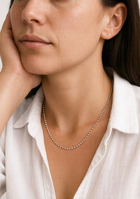 Perlenkette, Kugelkette silber 2 mm, 42-45 cm