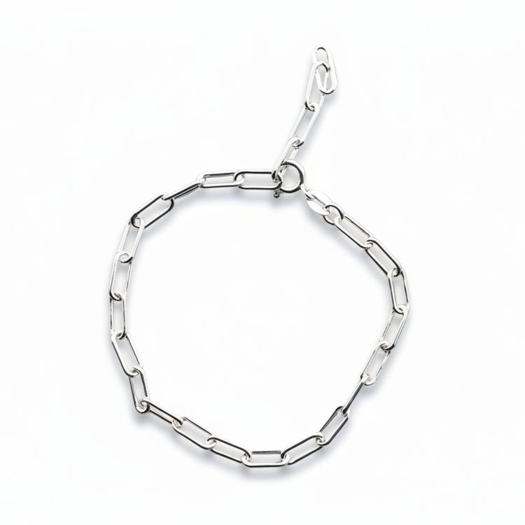 silverarmband med kedja / paperclip kedja 4 mm bred i äkta silver - 925 silver