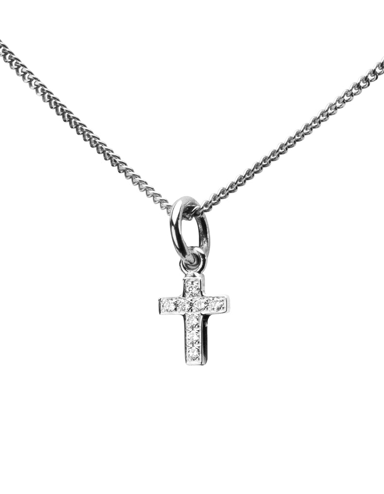 CHARM DIAMOND CROSS, silver