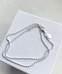 Perlenkette, Kugelkette silber 2 mm, 42-45 cm