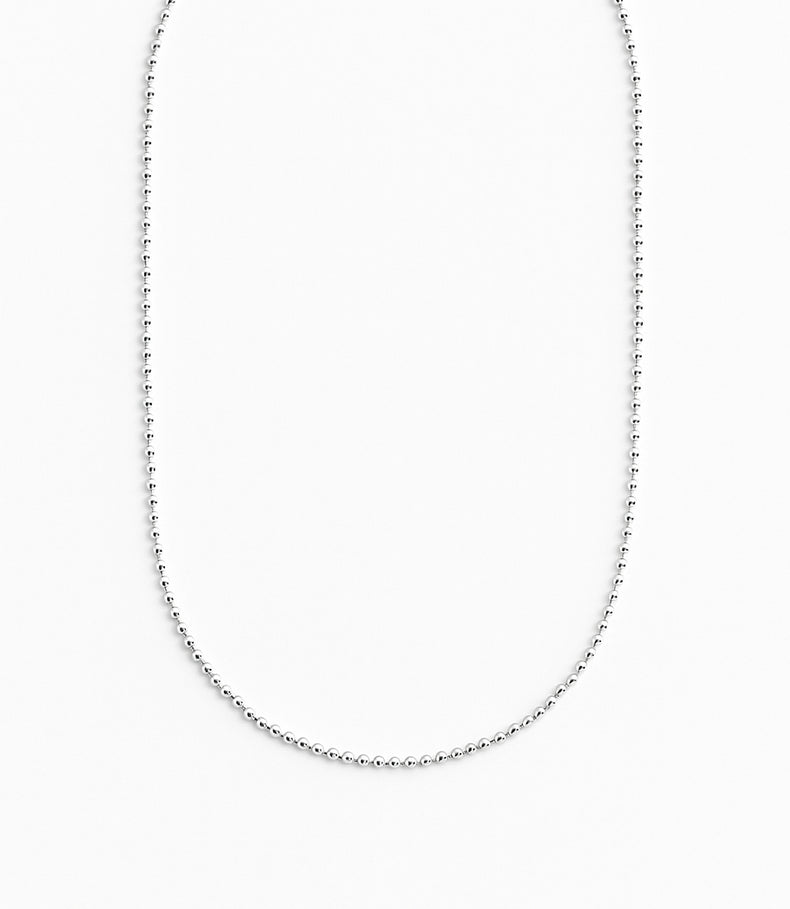 Perlenkette, Kugelkette silber 2 mm, 42-45 cm