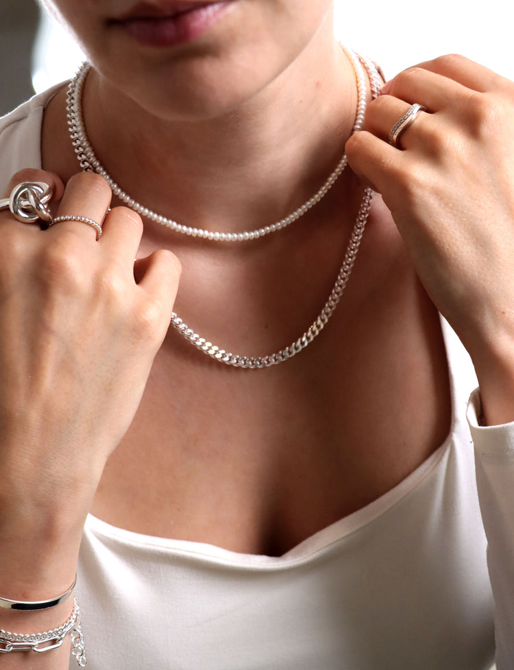 Perlenkette Button Choker, Süßwasserperlen