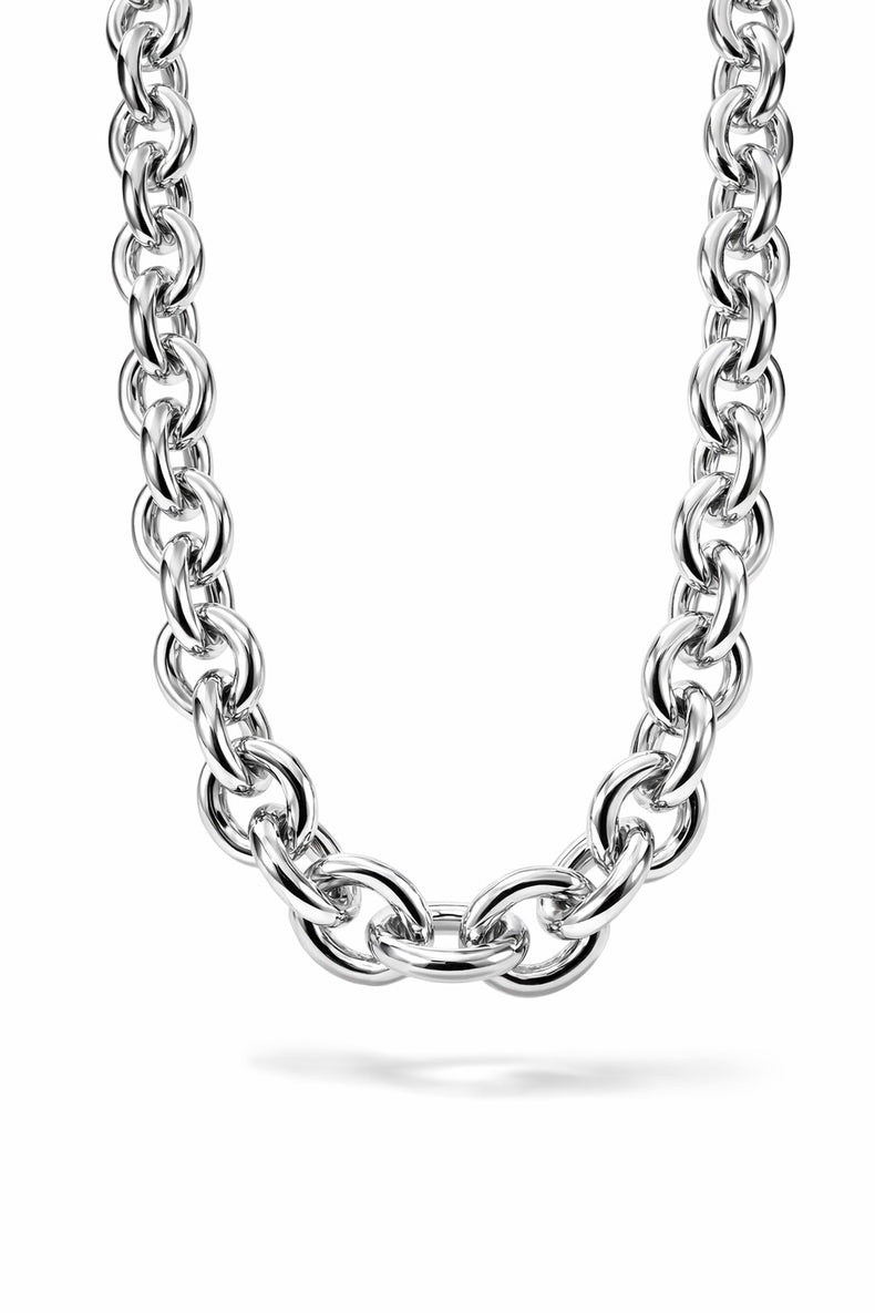 Stor silverkedja till dam. Statement halsband med tjock kedja i äkta silver. 