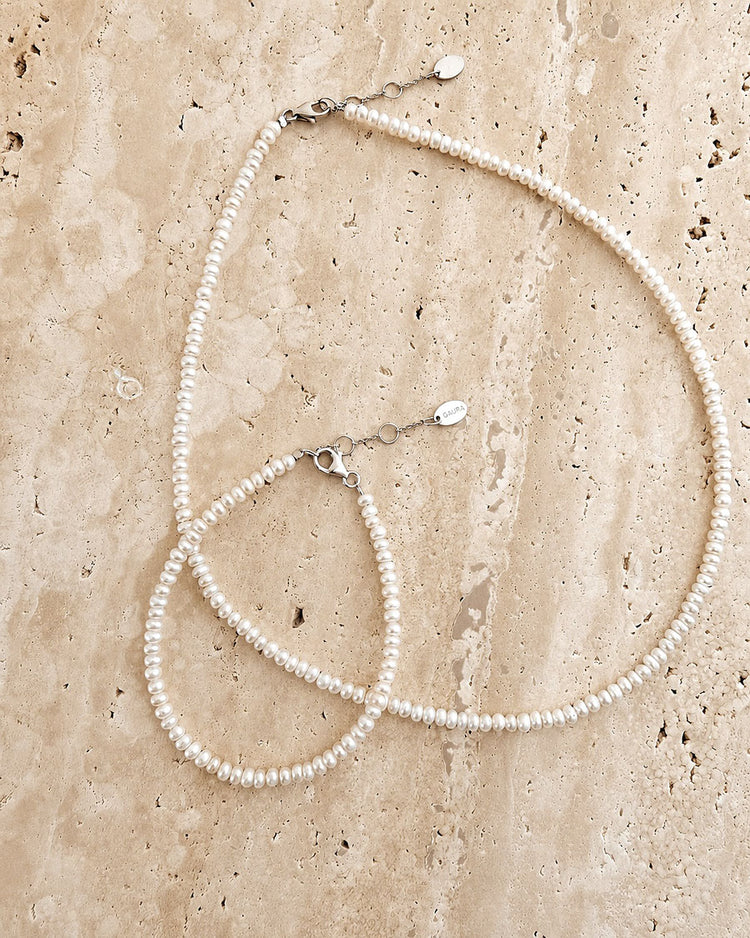 Pärlhalsband Button Choker, Sötvattenspärlor