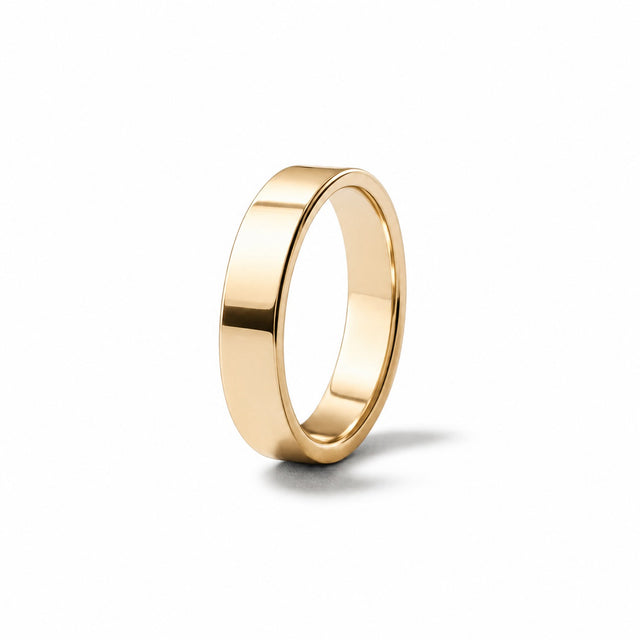 Förlovningsring / vigselring till herr av 18k. rödguld. 5 mm bred ring med raka kanter