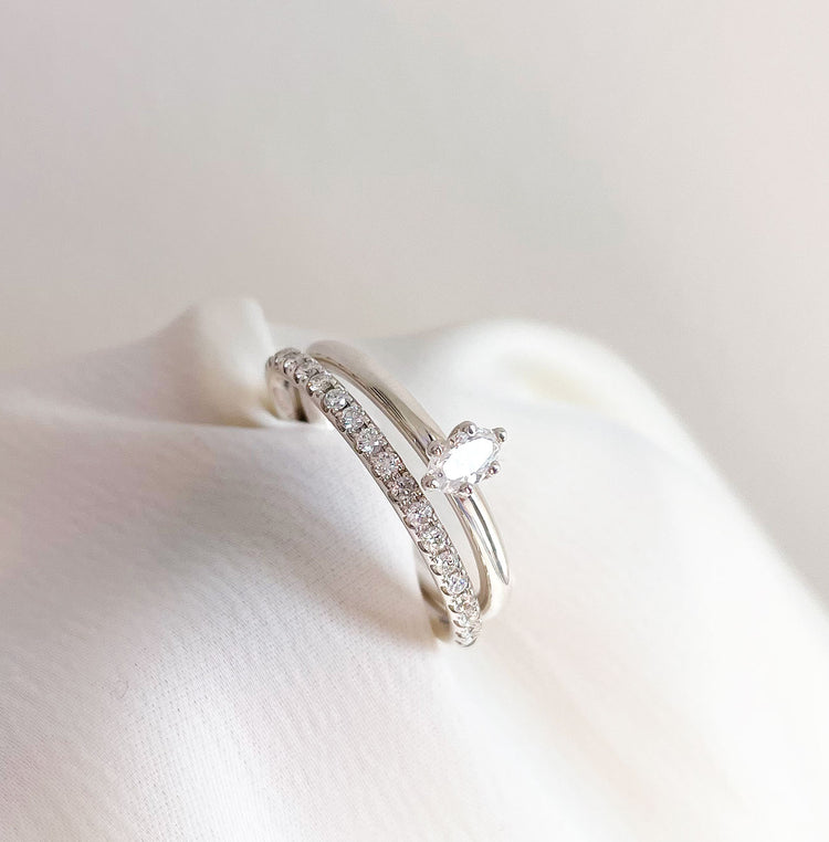 Elise Alliansring Diamantring, Vigselring / Förlovningsring | 18k. vitguld