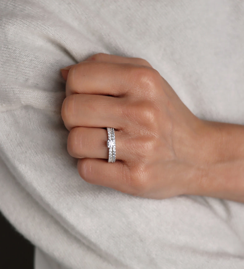 Monet Ehering / Verlobungsring, Seitensteinring 0,53 ct Diamant