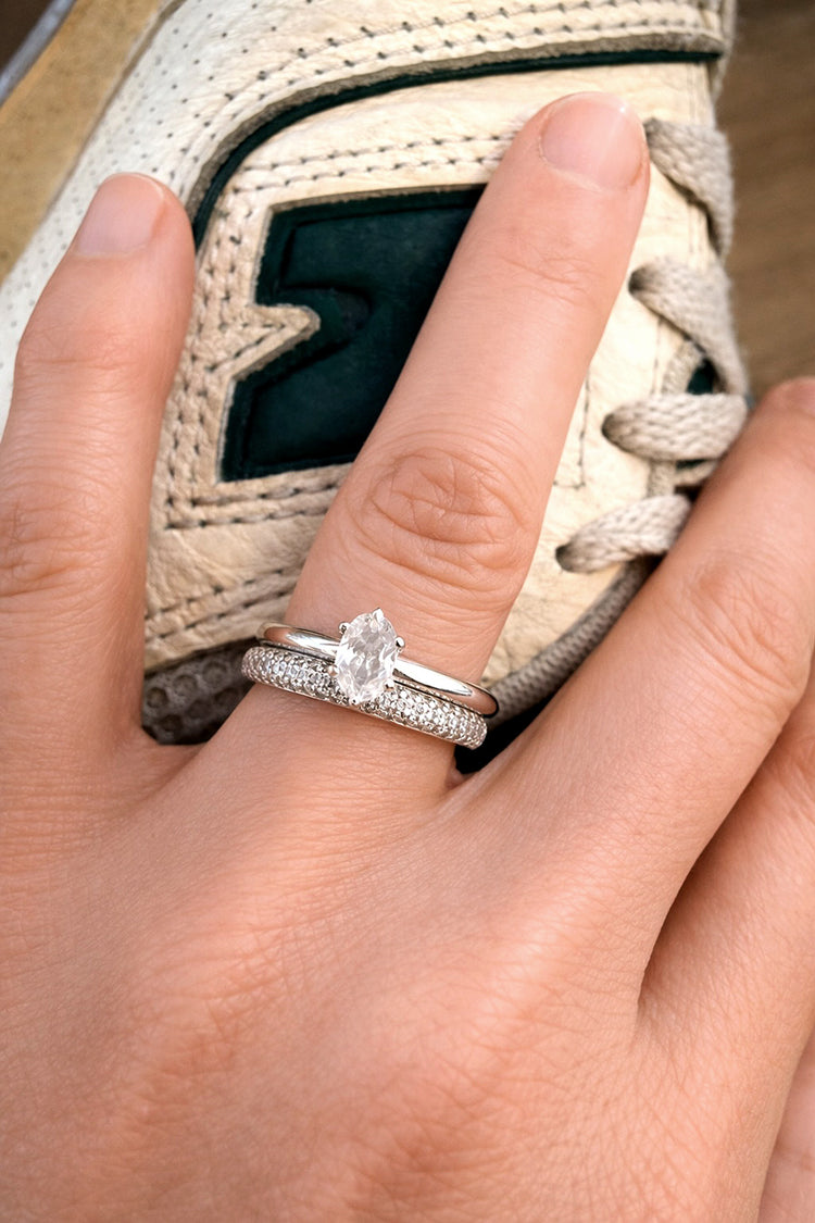 Star Pavé Diamond Ring, Wedding / Engagement Ring | 925 Sterling Silver