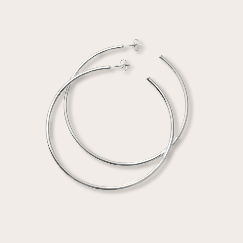 XL Plain Creolen silber, Ringe 6 cm