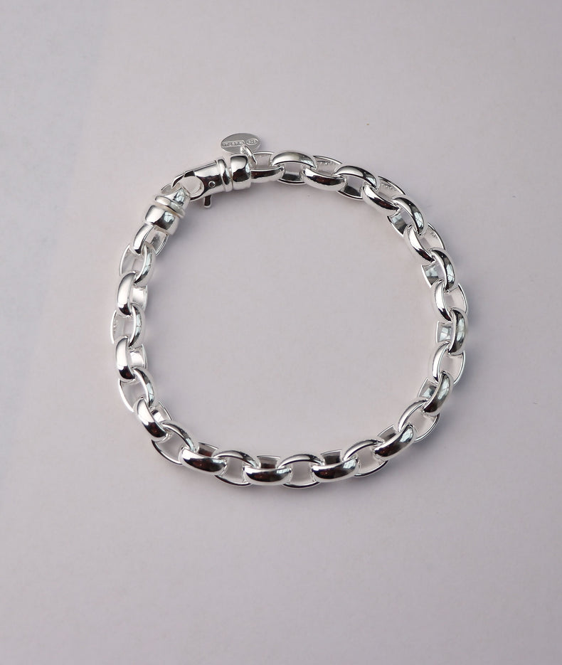 Mila Man Armband, Kedja silver, Rund oval