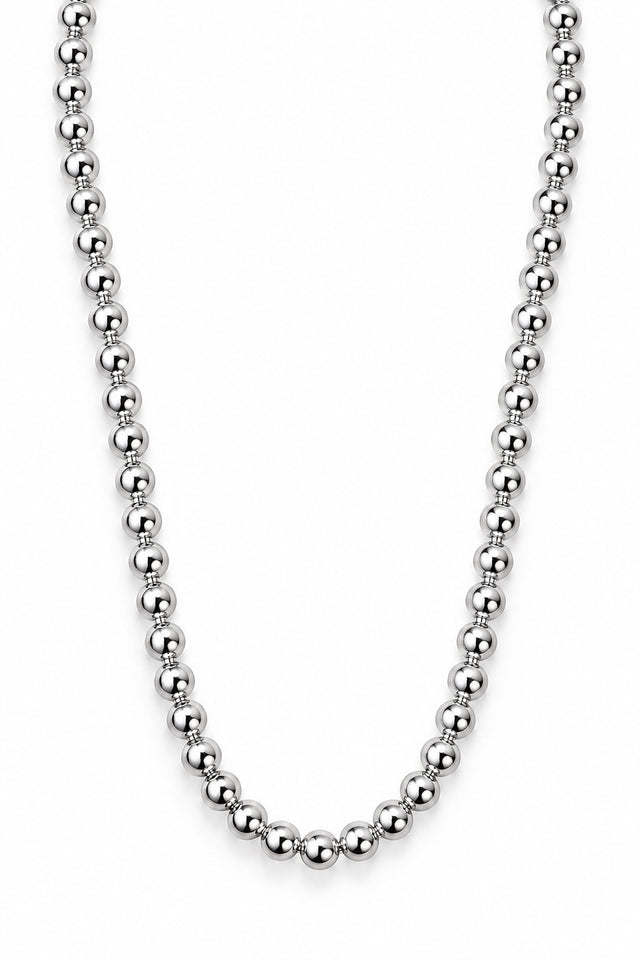 Silverhalsband till dam med länkade kulor 6 mm. 925 sterling silver