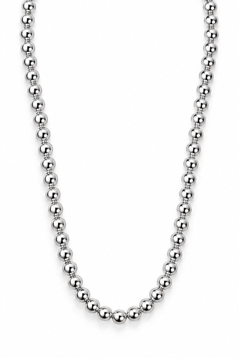 Silverhalsband till dam med länkade kulor 6 mm. 925 sterling silver