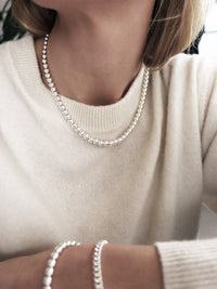 Silver Pearl Necklace, silver