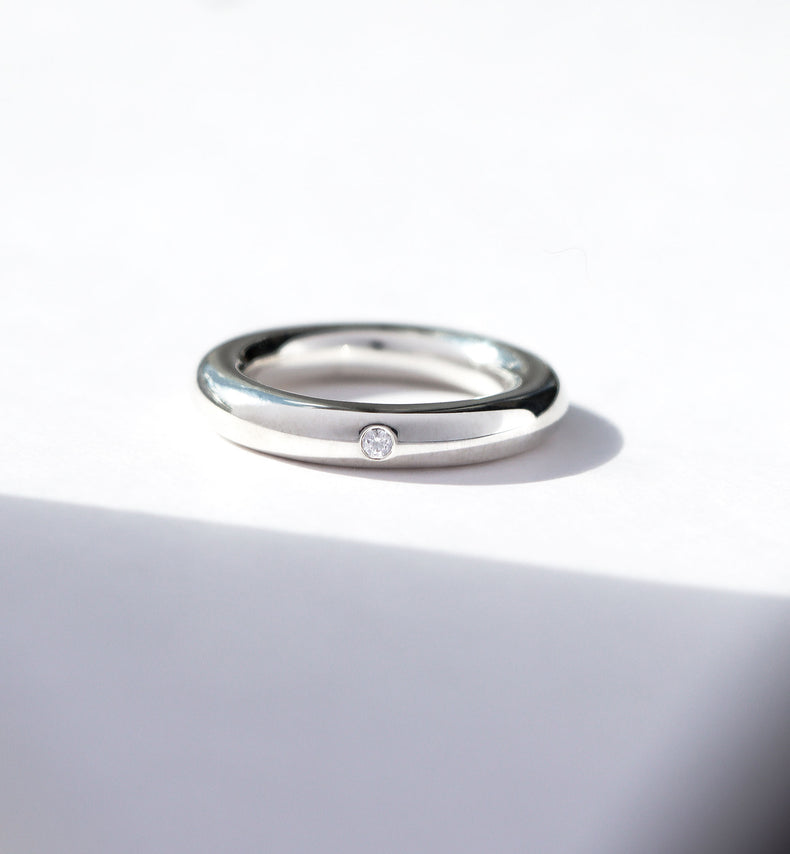 Noelle Star Diamantring | Ein Diamant | 925 Silber