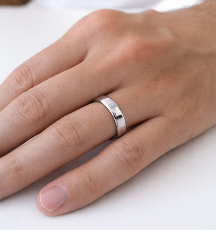 Julie 0.25 ct + Plain silver ring 7 mm | Wedding / Engagement rings, pair
