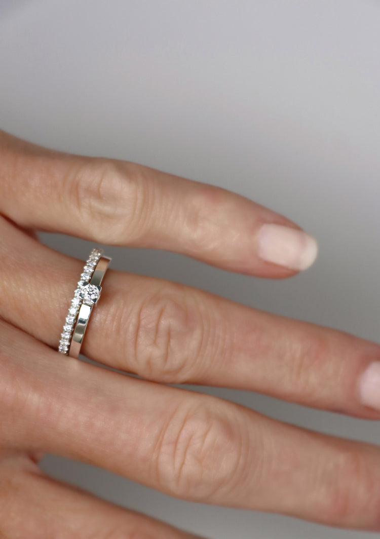 SET WEDDING / ENGAGEMENT RING for her & him | Monet + Plain diamond ring