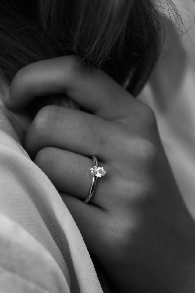 June 0,5 ct Ovaldiamant, Solitärring, Trauring/Verlobungsring