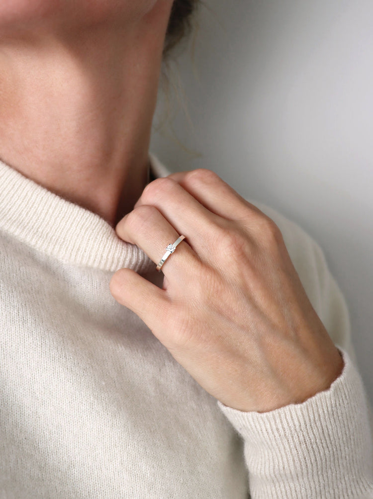 SET WEDDING / ENGAGEMENT RING for her & him | Monet + Plain silver ring