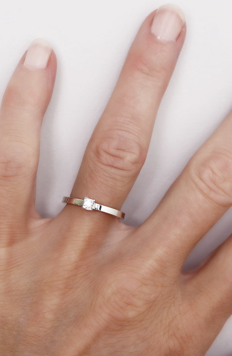 SET WEDDING / ENGAGEMENT RING for her & him | Monet + Plain silver ring