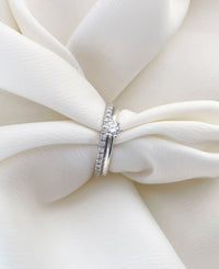 SET WEDDING / ENGAGEMENT RING for her & him | Julie 0.25 ct + Plain diamond ring