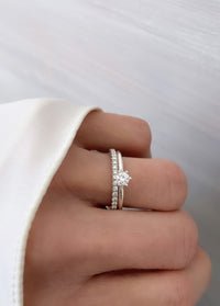 SET WEDDING / ENGAGEMENT RING for her & him | Julie 0.25 ct + Plain diamond ring